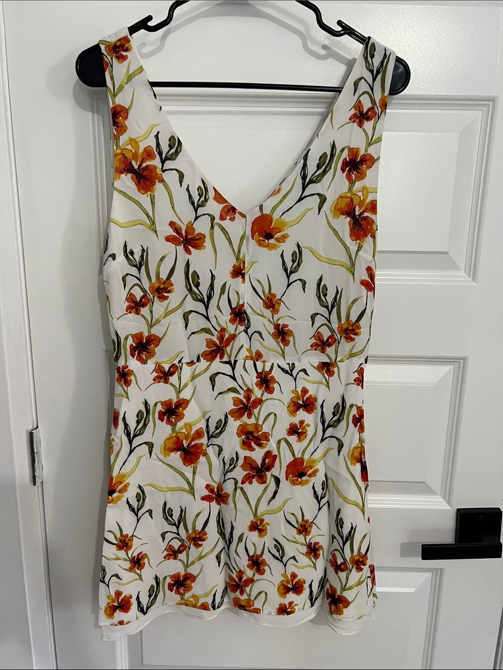 Little Moon White Mini Dress with Orange Floral Print